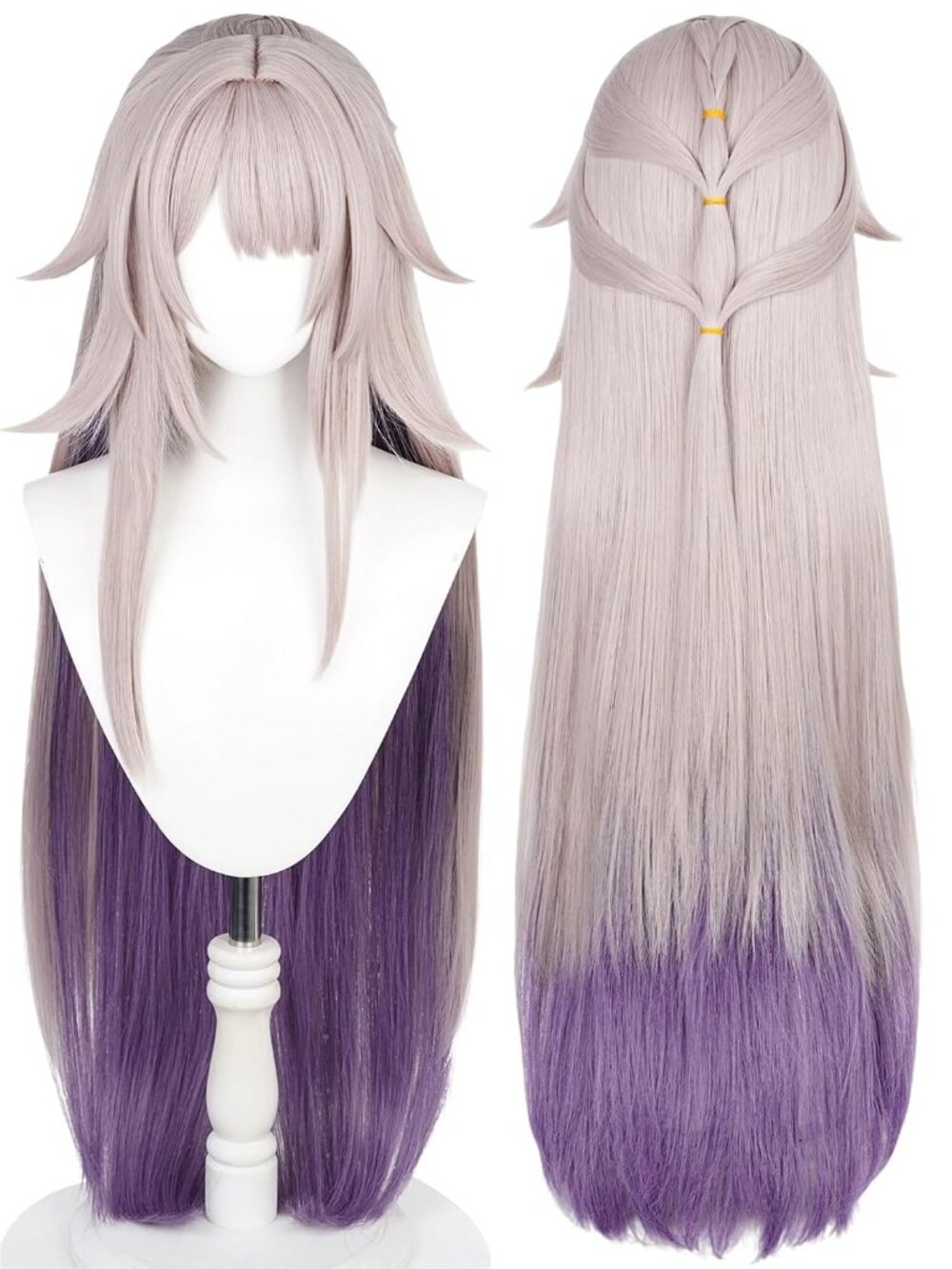 Women's Herta 39 Inch Cosplay Platinum Blonde Wigs With Side Part Bangs